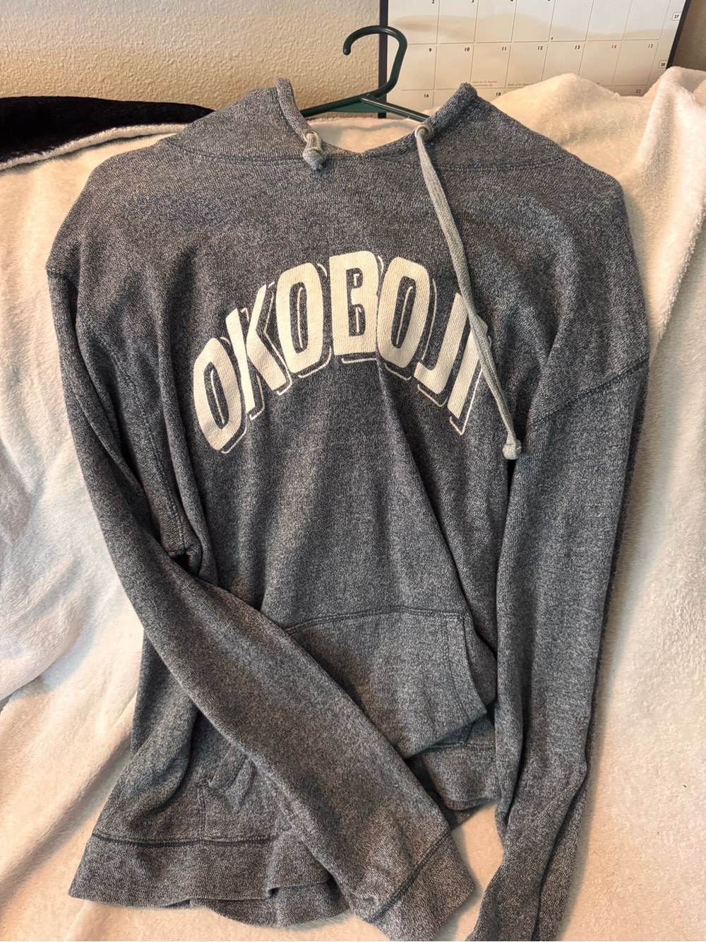 J. America Men's Gray Zip-Up Sweater with OKOBOJI Print